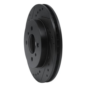 Mitsubishi Mirage Brake Rotor (1) - Front Left - R1 Concepts - Drilled & Slotted - Black - `98-`07